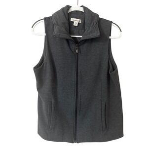 Coldwater Creek‎ Gray Zip Up Vest Sleeveless Puff Collar Size Large